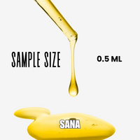 SANA perfume oil sample with a single drop visible